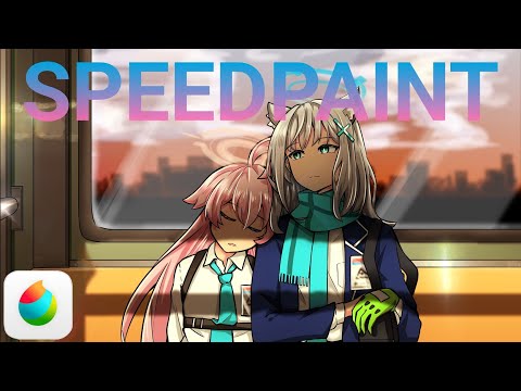 [SPEEDPAINT] Shiroko and Hoshino - Blue Archive (MEDIBANGPAINT)