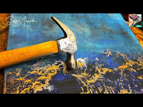 Create Stunning Gold & Blue Crackle Art! Easy Texture Techniques for a Mesmerizing Abstract Seascape