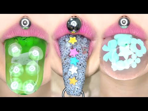 ASMR BIG PEARL PUDDING FROG EGG RING JELLY BEADS GUMMY MUKBANG 대왕 펄 푸딩 씨앗 알 반지 파츠 젤리 먹방