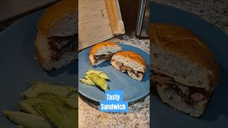 Tasty sandwich #sandwich #bread #steak #vegetables #gravy #easyrecipe #tastyfood #shorts