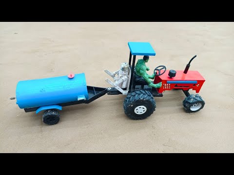 DIY tractor mini plough machine science project | Mini tractor supply water pump diesel engine maker