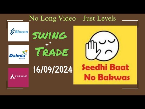 Swing trade for 16th Sep 2024 | #biocon  #dalmiabharat   #axisbank  #swingtradestock