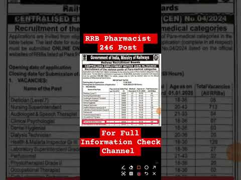 RRB Pharmacist 2024 | Pharmacist Vacancy 2024 @GPATDISCUSSIONCENTER @PhysicsWallah