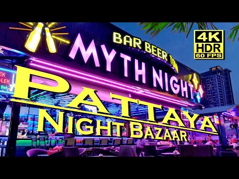 Pattaya Night Bazaar - Nightlife, Food, Bars 4K 60fps HDR (UHD) 💖 Walking Tour 👀 Thailand 🇹🇭