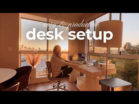 🖥️✨ Cozy Productive Desk Setup 🍃 | Calm, Creative, Modern, Cable Management, Ambient Lights