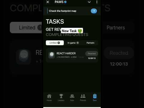 Paws Airdrop New Task Earn Paws By Reaction,Paws Earn, Paws Cult Are Coming