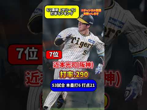 【最新6/2】セリーグ打率ランキング #プロ野球