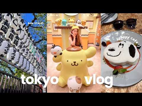 tokyo solo vlog 🇯🇵 exploring asakusa, snoopy cafe, making new friends, character cafes,gojo coffee 🍒