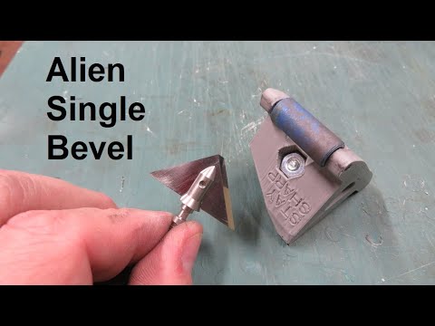 Alien single bevel broadhead sharpness test and sharpening