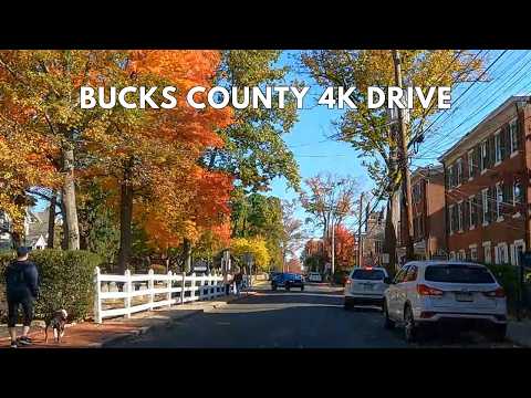 Doylestown Pennsylvania Scenic Fall Drive | Bucks County 4K Driving Tour