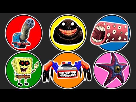 Spin Wheel Thomas Lipan, Monster Pou, Train Eater, Spongebob Exe, Police Car Eater, Starro