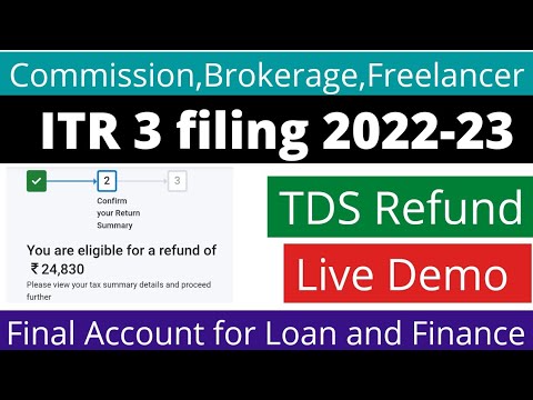 ITR 3 filing online 2023-24 for LIC Agent commission,brokerage,freelancer with final account