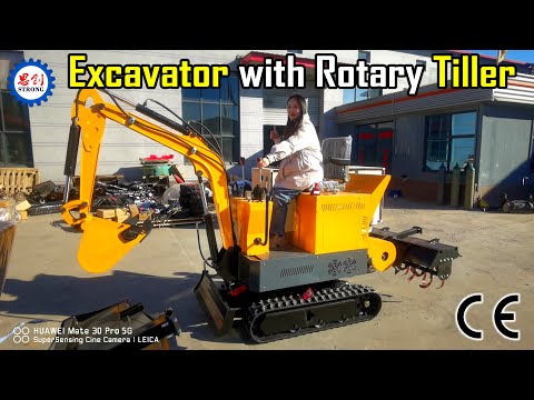 Hot Selling Mini Tracked Excavator with Rotary Cultivator Tiller