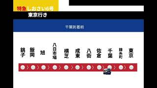 255系　特急しおさい6号東京行き　車内放送全区間　(雑音あり)