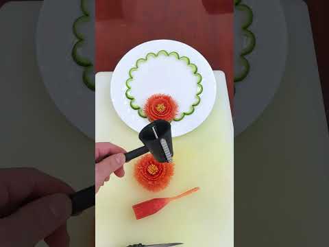 #Plate decorated with cucumber 🥒 and Carrot 🥕 Make Carving cutting design Skills#Knife Skills#