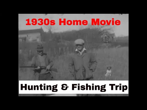 “ HUNTING AND FISHING TRIP ” 1930s HOME MOVIE w/ MODEL T FORD & AFRICAN AMERICAN MAN  XD14634