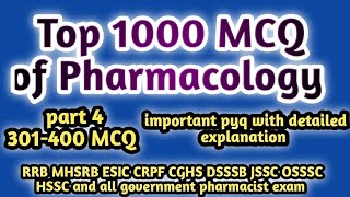 top1000mcqofpharmacology#rrbpharmacistexam#mhsrb pharmacist exam#jssc#dsssb#osssc#hssc#zp#esic#cghs