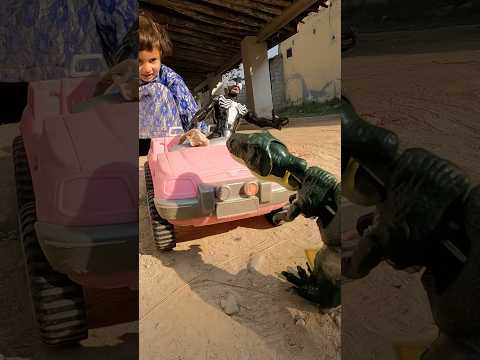 Venom vs trex dinosaur avengers riding rc jeep