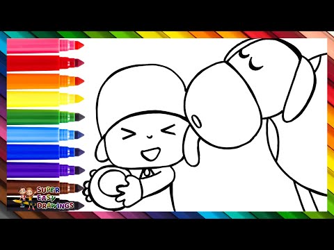 Draw and Color Pocoyo with a Cow 👶🐮🐄🌈 Drawings for Kids