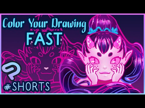 Color in your Lineart FAST with Reference Layers ✦ Clip Studio Paint Tutorial #shorts