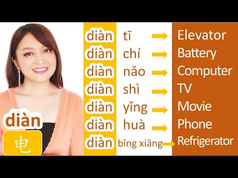 Chinese word building game. Everyday words made with character 电 diàn  (electricity)