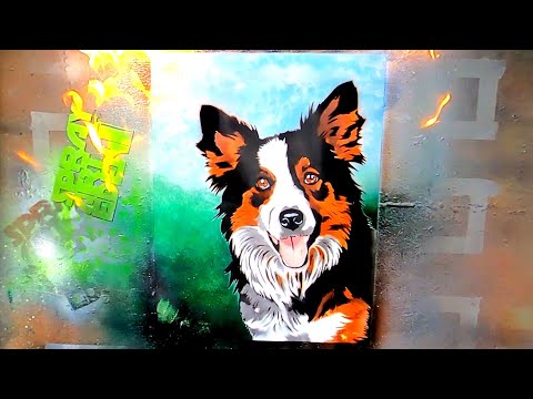 Collie Dog painting by Spray Art Eden