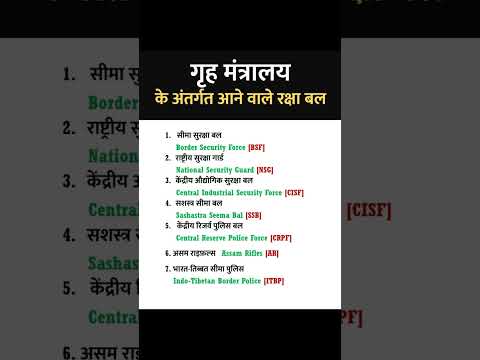 गृह मंत्रालय के अधीन आने वाले कुछ रक्षा बल | सुरक्षा बल, केंद्रीय सशस्त्र पुलिस बल | Grih Mantralaya