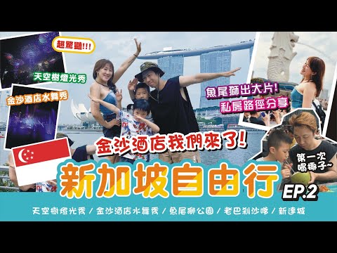 這是可以免費看的嗎?!!【新加坡自由行 EP.2】濱海灣花園天空樹燈光秀 / 金沙酒店水舞秀 / 魚尾獅公園 / 老巴剎沙嗲一條街 / 新達城財富之泉