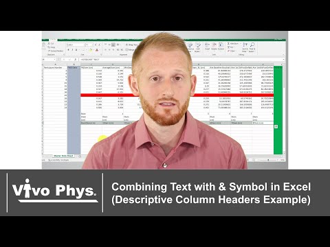 Combining Text with & Symbol in Excel - Descriptive Column Headers Example