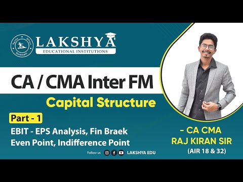 CAPITAL STRUCTURE PART 1-EBIT-EPS ANALYSIS,FIN BREAK EVEN POINT,INDIFFERENCE POINT|CA/CMA INTER FM||