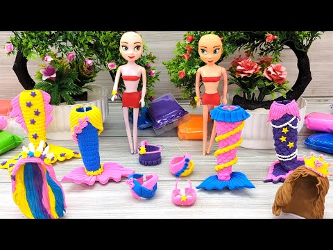 Changeable Rainbow Mermaid Doll Dress Making With Clay🧜‍♀️🌈💕All Models..