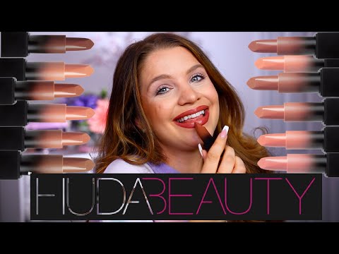 HUDA BEAUTY POWER BULLET CREAM GLOW LIPSTICK LIP SWATCHES & REVIEW