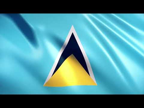 [10 Hours] Saint Lucia Flag Waving - Video & Audio - Waving Flags