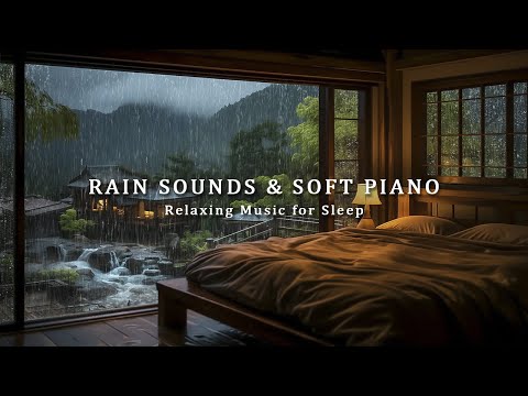 3 Hours Relaxing Sleep Music with Rain Sounds - Stress Relief with Rain Falls Outside the Window