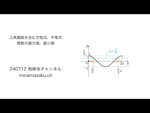 【数学2】三角関数 方程式・不等式 最大値・最小値  (silent) 240712