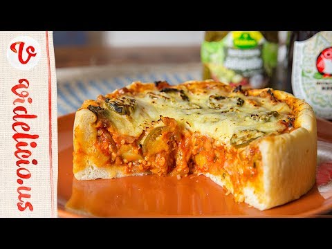 ハラペーニョがピリッときいたホールケーキサイズのシカゴピザ｜How to make Chicago Pizza