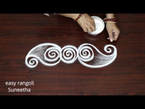 Side Borders rangoli muggulu || easy & simple Doorstep kolam designs