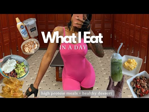 WHAT I EAT IN A DAY: high protein diet + healthy dessert + glute day workout