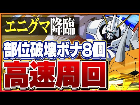 【エニグマ降臨】オメガモンで4分台周回！ボスワンパン＆部位ドロップ100％！【パズドラ】