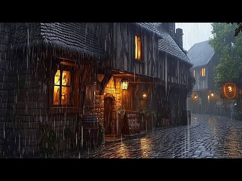 The Rain Comes Rushingly On The Medieval Streets | The Steady Sound Of Rain Creates A Sense Of Peace