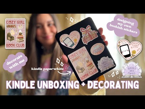 Kindle Paperwhite 12th gen unboxing + decorate with me ⟡ designing my own bookish stickers!