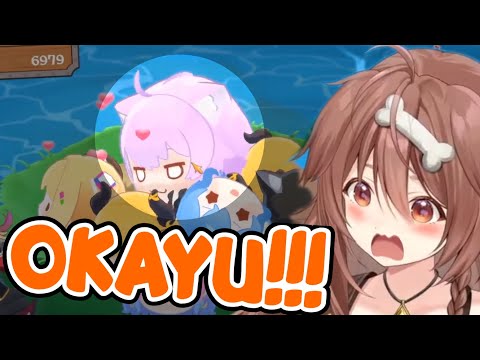 Korone Freaks Out When She Creates Okayu (Suika) in the New 3D Suika Game [Hololive/HoloIndie]