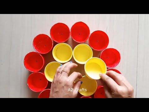 Backdrop Decoration for Ganapati pooja using Paper cups and paper flowers Simple and Easy Decoration