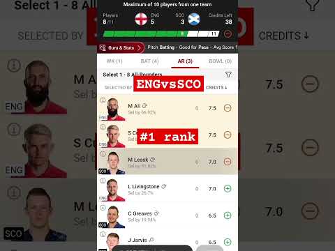 eng vs sco dream11 team kaise banaye || eng vs sco dream11 team kaise banaye