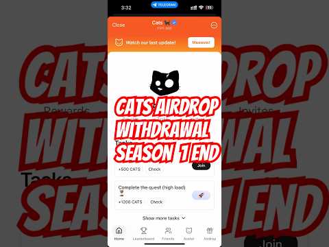 Cats Airdrop claim | Cats Airdrop Season 1 End | Cats Listing 8th October | Cats Withdrawal #cats