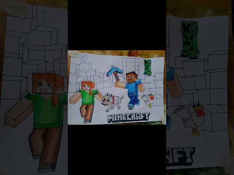 Minecraft Drawing 🔥Very Easy 😀 #minecraft #shorts #art #minecraftshorts