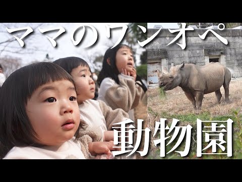 【パパ不在】ママのワンオペで年子3姉妹と動物園！