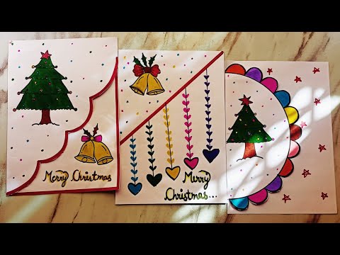 3 Easy & Beautiful Christmas greeting card| Christmas greeting card making| Handmade Christmas Cards