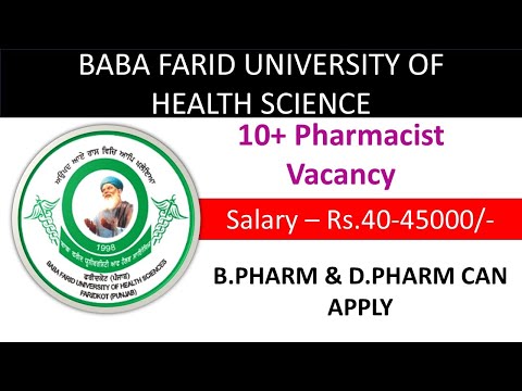 10 Pharmacist Vacancy | BFUHS | B.Pharm & D.Pharm Can Apply #pharmacist #pharmacyindia