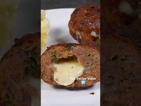 Cheese filled meatballs #recipe #easyrecipe #meatrecipes #meatballs #dinnerrecipe